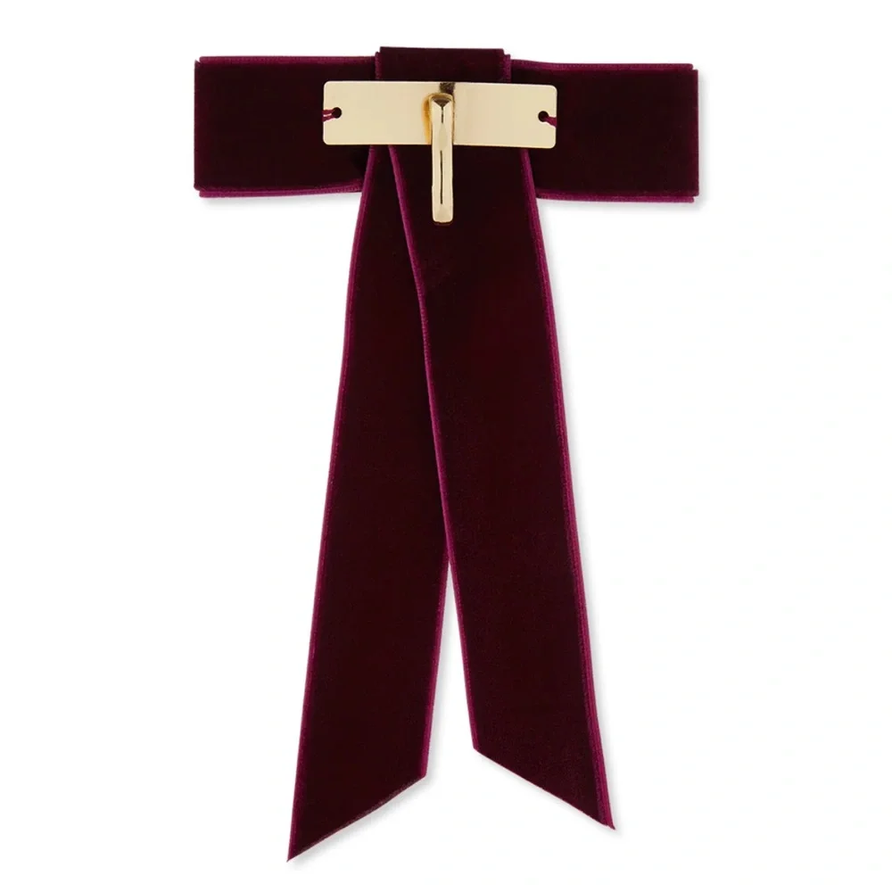Kristin Ess Plum Velvet Bow Slide Hair Clip NEW 🏷️